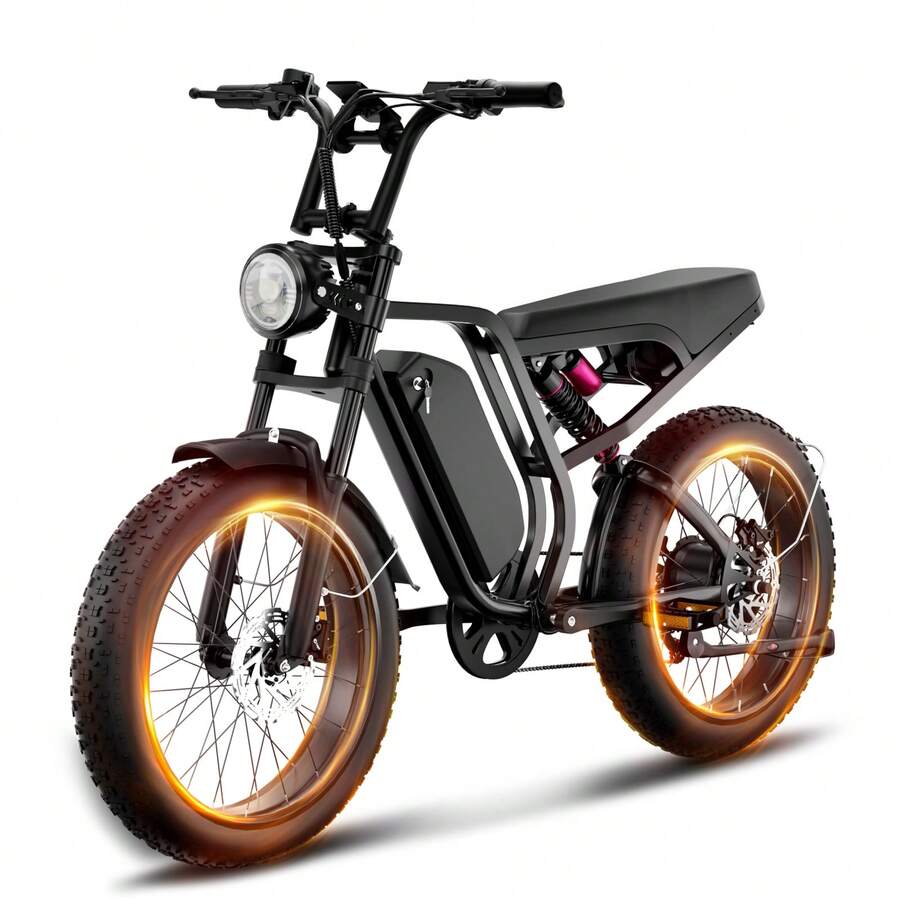 Electric Bike For Adults, 750W Motor 50KMH, 48V 16Ah Battery, 20" Fat Tire Full Suspension Mountain Bicycle, 7 Speed Ebikes - màu đen - Xem 1