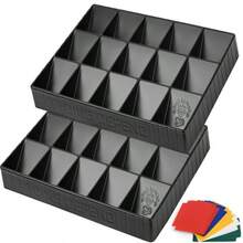 32 Pack Stackable Card Sorting Tray With 15 Compartments Ideal For Organizing Trading Cards Raw Cards Sleeved Cards And Toploaders Includes Label Dividers For Efficient Storage And Easy Access In Gaming Collecting And Tournament Use - Black - View 1