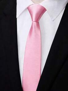 1 pieza Corbata casual de tela de unicolor, adecuada para hombres y mujeres, estudiantes, bodas, padrinos de boda, moda casual y delgada, plateada/negra para vestir para la decoración navideña - Multicolor - Ver 7