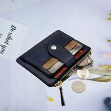 1个/2个装女士卡包/男士卡包，拉链零钱包，迷你时尚多功能信用卡包，带安全拉链和多个卡槽，柔软PU皮革，便携、防水、耐用，大容量多功能名片夹，带多个卡槽，信用卡、借记卡和银行卡收纳包，女士礼物、男士礼物、圣诞礼物。