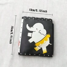 My First High Contrast Black And White Soft Cloth Book, Suitable For Babies, Infant Tummy Time And Play Mat Fabric Book Toy, Black And White Baby Cards, Foldable Educational Activity Cloth Book, Suitable For Boys And Girls - Black and Red Elephant - View 2
