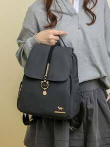 女士软皮背包，大容量女士背包，休闲旅行背包，少女背包 - 黑色 - 查看 5