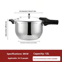 Stainless Steel Pressure Cooker, Suitable For Induction Cooktop, With Pressure Indicator And Safety Device, Compatible With Gas Stove And Induction Cooktop - Silver - View 12