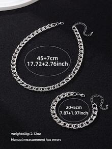 Necklace+Bracelet - Men's Simple Hip Hop Daily Plain Chain Necklace Bracelet Jewelry Set (No Gift Box) - Set - View 5