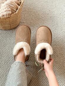 XIXITIAO 1 para zabytkowych, trójstronnych, blokowych śniegowców dla kobiet, gruba podeszwa termiczna, uniwersalne krótkie buty, ciepłe, codzienne buty zimowe