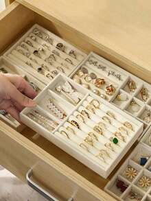 4/1 Hanging Hook Jewelry Display Tray, Large Capacity Jewelry Tray, Stackable Jewelry Display Tray, Autumn Travel Jewelry Tray, Velvet Necklace Jewelry Display Stand, Jewelry Box, Jewelry Storage Box, Desktop Organizer, Elegant Gift Box, Valentine's Day, Mother's Day, Wedding Anniversary, Home Jewelry Storage And Gift, Christmas Gift, Halloween Gift, Back To School Essential Gift, Women's Gift, Christmas Gift, Creative Women's Gift - Multicolor - View 9