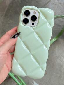 Shiny Sequin Rhombus Glossy Phone Case, Compatible With IPhone 17 Pro Max, 17 Pro, 17 Air, 17, 16, 15, 14, 13, 12, 11 Pro Max, 16 Plus, 3D Geometric Pattern, Shock-Proof Transparent Soft Shell - Green - View 5