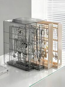 (2-7 Daysmust Arrive)1Pc Acrylic Jewelry Display Box, Jewelry Organizer, Jewlery Storage Oraganizer, Clear Jewelry Box, Jewelry Holder, Earring Holder, Ring Box, Necklace Holder, Ring Holder, Earring Necklace Bracelet Organizer, Bracelet Holder, Jewelry Tray, Jewelry Dish, Jewelry Display, Multi-Function Hanging Storage For Necklaces, Bracelets, Earrings, Rings, Watches, Dust-Proof Storage Case For Bedroom Vanity, Jewellery Box, Pouch, Makeup Brush Holder, Brush Holder, Perfume Organiser, Storage Container, Vanity Accerories, Travel Jewelry Case, Pouch Bag, Suitable For Home Jewelry Storage Necessity For Women Storage Organizer Gift Travel Valentine's Day Halloween/Christmas Gifts, Back-To-School Season, Wedding Items, Gifts For Women, Room Decor, Gift Box, Bedroom Decor - 彩色 - 查看 6