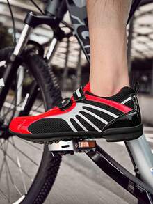 AoPlus Unisex Athletic Cycling Shoes,Mesh Knit Design,Royal Red With White Pattern,Geometric Rubber Sole - Red - View 7