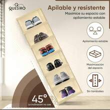 Zapatera Plegable y Vertical con Cubierta Transparente – 6 Cajas de Almacenamiento  Neutro (25.5*20*34.5 cm por caja), Ideal para Closets y Hogares Modernos - Crema con tapa transparente - Ver 7