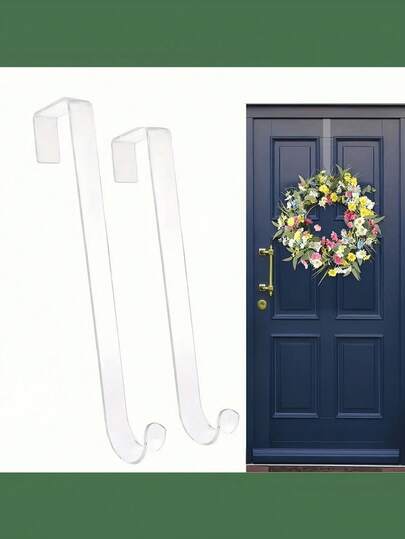 Transparent Plastic Flower Wreath Door Hook For Home Holiday Decoration Home Decor 12 Inches 15 Inches-Multifunctional Door Hook Suitable For Christmas New Year Decoration Welcome Sign OrganizerChristmas Decorations Room Decor Winter