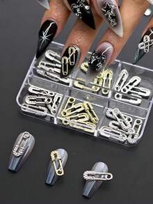 6 grile aliaj Pin unghii arta farmecele decorațiuni 3D lux argintiu auriu Pin în formă de bijuterii DIY manichiură modele consumabile