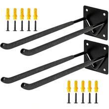 Garage Hook Hangers, Shovel Holder Wall Mount, Rake Racks, Ladder Hanger, Folding Chair Rack, Garden Tool Hooks For Hanging Yard Tools, Ladders, Bikes And More - 2 Garage Hooks & 10 Black Screws - View 8