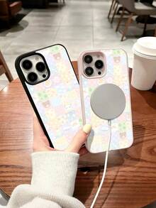 Cute Plaid Pattern Pattern Magnetic Clear Phone Case For IPhone 17 16 15 14 13 12 11 Air Pro Max Plus,For Samsung Galaxy S25 S24 S23 S22 FE Ultra, Acrylic+TPU Cover Creative Shockproof Fundas Para Cover De Y2K Matching, Men Android Cases Women Girls, Black Blue White Pink - 粉色 - 查看 2