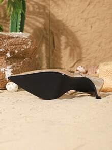 On feet& in love Women's Fashionable Elegant Backstrap Pointed Toe Slip-On High Heel Pumps, Suitable For Dress Pairing