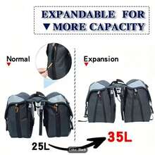 Durable 35L Bicycle Pannier Bag  Rear Rack Bag With Reflective Strips & Double Handles For Cycling, Travel & Urban Commute - 黑色 - 查看 2