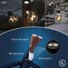 100ft Outdoor String Lights Waterproof Patio Lights Shatterproof LED Outside Globes UL Listed Exterior And Indoor Lighting Ideal For Backyard Decor Bistro Ambiance Party Lighting Garden Events Outdoor Dining And Seasonal Celebrations - màu đen - Xem 4