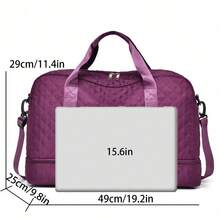 New Quilted Travel Gym Bag - Lightweight & Water Resistant, Large Capacity Carry On Duffle, Multi-Functional Overnight Weekender Tote With Shoulder Strap For Women Men, Ideal For Travel, Sports, Daily Use - 紫羅蘭色 - 查看 3