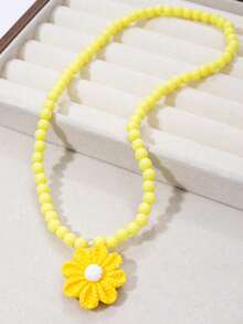 1件套女孩可爱花朵串珠吊坠项链首饰套装，适合节日派对生日礼物 - 彩色 - 查看 10