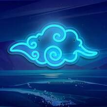 Anime Auspicious Cloud Red/Ice Blue Neon Sign, USB-Powered Dimmable LED Light, For Wall Decoration, Bedroom, Game Room, Bar, Club, Christmas, Thanksgiving, New Year Party Decoration Gift - 冰藍色 - 查看 5