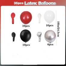 Set de 36 globos mate rojos, mate blancos, mate negros y metálicos plateados, adecuados para cumpleaños, bodas, San Valentín, Año Nuevo, ceremonias de inauguración, decoración del hogar, arreglos de globos, fiestas con globos, accesorios de fotografía, fondos para fotomatón, decoración de bodegones - Multicolor - Ver 7