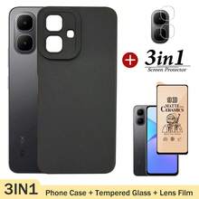 Ốp lưng 3 trong 1 chống sốc cho điện thoại Infinix Smart 10: Kính cường lực mềm + Màng bảo vệ gốm + Màng bảo vệ ống kính, Phụ kiện bảo vệ màn hình thiết yếu, Thích hợp sử dụng hàng ngày, văn phòng, nhà. Bảo vệ màn hình điện thoại, phụ kiện điện thoại, chống thấm nước, chống rơi vỡ và chống trầy xước. - màu đen - Xem 2