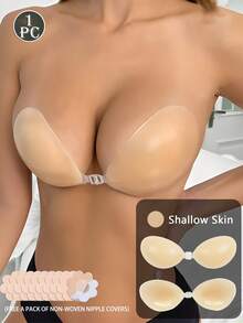 1/2 Pcs Invisible Silicone Push Up Bra – Strapless Backless Sticky Bra, Upgraded Strong Adhesive, Waterproof & Reusable, Perfect For Wedding Dresses, Strapless Outfits & Summer Looks - Multicolor - View 39