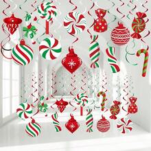 56 Pcs Christmas Peppermint Candy Hanging Swirls Decorations Red And White Holiday Party Streamers For Home Winter Holiday Christmas Party Decor Red White Green - RedWhiteGreen - View 1