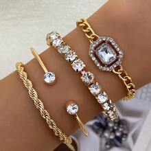4pcs Bohemian Style Women's Chain Bracelet Set - Yellow Gold - View 13