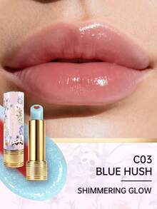 CATKIN Whiffle Dance Heart-Core Glitter Tinted Lip Balm Lipstick, Shimmering Textured Moisturizing Lipstick For Daily Hydration & Stylish Look C03 Blue Hush - C03 Blue Hush - View 2