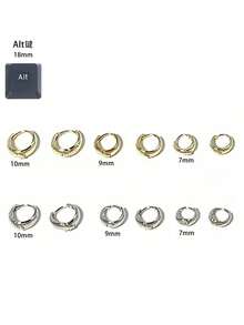6PCS Simple Gold Plated Copper Metal Minimalist Invisible Hoop Earrings For Girls Glossy Small Geometric Circle Hipho(Size Pls Refrence Picture Show Size And Received Products)