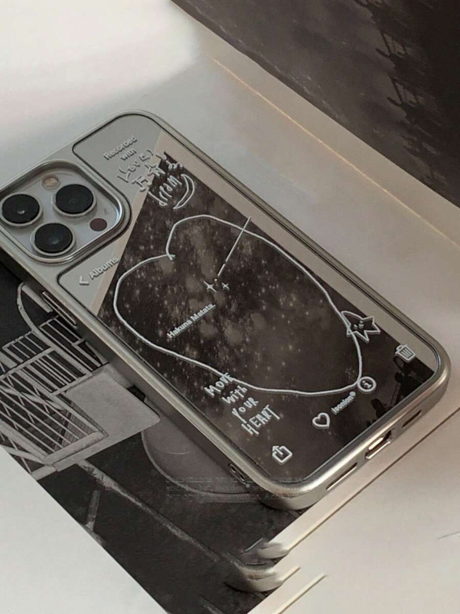 Ốp lưng điện thoại hình trái tim vẽ tay dễ thương, mạ điện, tương thích với iPhone 17 Pro Max, 17 Pro, 17 Air, 17, 16, 15, 13, 14 Pro Max, món quà đáng yêu, ốp lưng silicon mềm mại dành cho nữ. - Tình yêu dòng - Xem 1