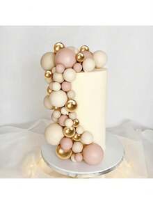 10PCS Apricot Gold Light Brown Ball Cake Topper Shaped Cupcake Insert Cake Topper For Bear Theme Birthday Party Favors Wedding Decor,Christmas - Light Nude Color - View 2