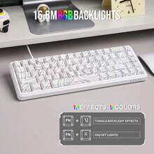 Teclado mecánico con efecto Hall AJAZZ AK680MAX con cable, 68 teclas intercambiables, teclado mecánico personalizable, retroiluminación mixta, compacto y portátil, iluminación RGB, DIY - Productos oficiales y auténticos de AJAZZ - Ver 6