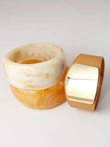 Bộ 3 vòng tay hình học phóng đại, vòng tay da đính đá sang trọng, phù hợp đeo hàng ngày, dự tiệc, đi nghỉ, phong cách Boho - Vòng tay hình học bản rộng - Xem 3