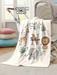 1pc Personalized Blanket, Lightweight Throw Blanket, Birthday, Cozy Earth Tones, Gift, Decor, Heirloom Quality - Multicolor - View 2
