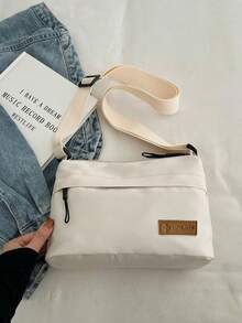 1 Túi đeo chéo chống nước - 1 chiếc Túi đeo chéo bằng nylon thông thường dành cho cả nam và nữ, Dây đeo có thể điều chỉnh, Khóa kéo chống nước, Một túi đeo vai có nhiều ngăn, Màu trơn, Lớp lót bằng polyester, Thích hợp để mua sắm, ví, túi xách, Phụ nữ trẻ, Sinh viên đại học, Cặp đôi mới cưới, Nhân viên văn phòng. Lý tưởng cho văn phòng, trường đại học, Công việc, Kinh doanh, Đi làm, Hoạt động ngoài trời, Du lịch và Đi bộ đường dài. - trắng - Xem 7