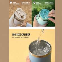 TYESO 1050ml (35 Oz) Vacuum Insulated Water Bottle With Handle, Stainless Steel Coffee Mug With Leak-Proof Lid And Straw. 100% Leak-Proof, Keeps Drinks Hot/Cold For 24 Hours Or Hot For 10 Hours. Suitable For Water, Iced Tea, Coffee, Smoothies And Other Beverages. Available In Various Colors. The Perfect Choice For Festive Or Birthday Gifts. - 藍色的 - 查看 4