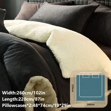 2/3件組被套床上用品套裝，純色床單，適合秋/冬季客房與臥室，適用所有床尺寸－單人、雙人、加大、特大，1件被套與1/2件枕套，家用紡織品，床上用品禮品，可機洗 - 黑色 - 查看 15
