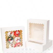 6pcs/Set 8"X8"X2.5" & 10"X10"X2.5" White Pie/Cookie/Donut/Cake Boxes With Window, Suitable For Parties And Various Occasions - Multicolor - View 6