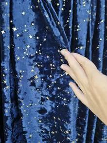 1pc Soft Stretchy Velvet Fabric - Blue, Star Pattern Design, Pre-Cut Size: 0.5 /1/2/3yards, Suitable For DIY Crafts, Tablecloths, Sofas, Toys, Curtains, Backdrops - Royal Blue - View 5