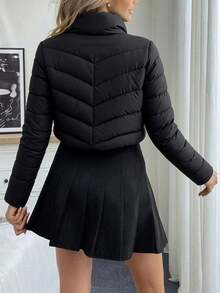 Chamarra Big City Para Mujer Acolchada Ligera De Moda - Negro - Ver 2