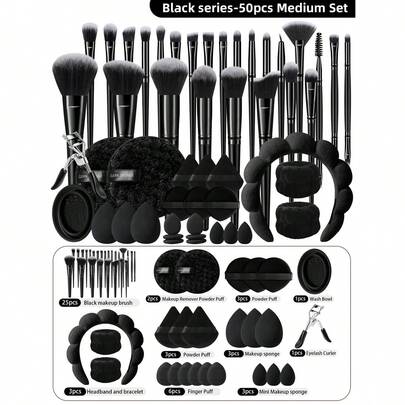 Set de 25/50 brochas de maquillaje, incluye brocha de sombra de ojos, brocha de cejas, brocha de base, brocha de polvos, brocha de rubor, brocha de corrector y brocha de iluminador. Fabricadas con fibras sintéticas ultra suaves, adecuadas para el maquillaje facial diario. Set de brochas de maquillaje, set de brochas de maquillaje, set de brochas de maquillaje, herramientas de maquillaje completas, set de brochas de maquillaje, herramientas de maquillaje completas, set de brochas de maquillaje, set de brochas de maquillaje, set de regalo de maquillaje, obsequios, brochas de maquillaje profesionales, set de maquillaje completo