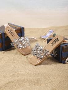 Kids' Fashionable Slippers, New Summer Design With Shiny Crystal Embellishment, Stylish & Convenient Children Beach Sandals - Clear - View 2