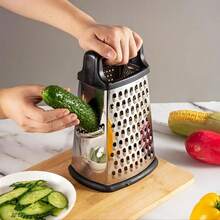 4-In-1 Stainless Steel Vegetable Grater, Suitable For Grating, Slicing, Shredding Ginger, Garlic, Cucumber, Carrot, Cheese, Potato And Other Fruits & Vegetables, Multifunctional Kitchen Tool - Multicolor - View 6