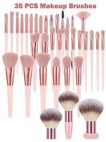 15-18-20-22-25-30-32 Pcs Light Pink Makeup Brush Set, High-Quality Synthetic Hair Eyeshadow Blending Brush Set, Cosmetic Tools,Giveaways,Professional Makeup Brushes,Complete Makeup Set - Baby Pink - View 19