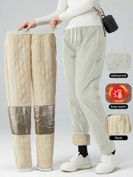 Women'S Thermal Lined Waterproof Windproof Insulated Ski Pants, Outdoor Snow Pants, Winter Warm Hiking Pants Tights