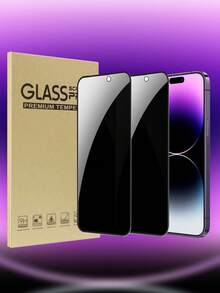 2 件防摔隐私屏幕保护膜适用于 16/16 Plus/16 Pro/16 Pro Max/15/15Pro/15Plus/15Promax 防水钢化玻璃防震防刮防指纹全覆盖 - 黑色 - 查看 32