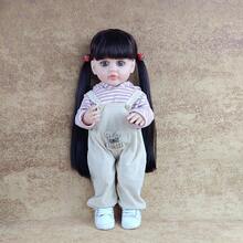 55cm/22 Inch Adorable Soft Vinyl Simulation Doll Long Hair DIY Hairstyle Lifelike Reborn Dolls Dress Up Game Accompanied Toys Birthday Present