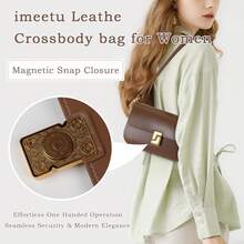 Bolso bandolera de piel suave para mujer, con correa de hombro ajustable y desmontable, y asa superior. Confeccionado en piel de alta calidad con finos detalles. Ideal para estudiar, para el tiempo  para viajes de negocios. Resistente y fácil de cuidar. - Café - Ver 6